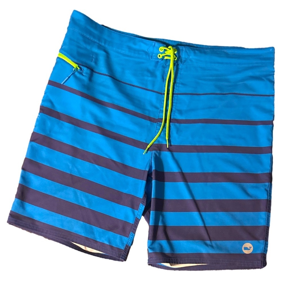 Vineyard Vines Blue and Dark Stripe Swim Shorts ☀️